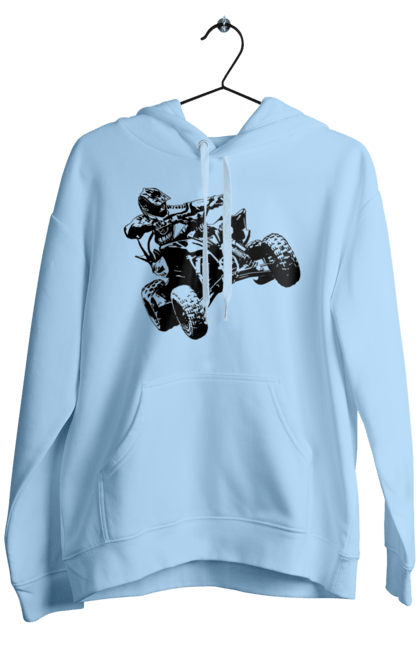Men`s hoodie with prints Man On Atv Black. Atv, extreme, race. 2070702