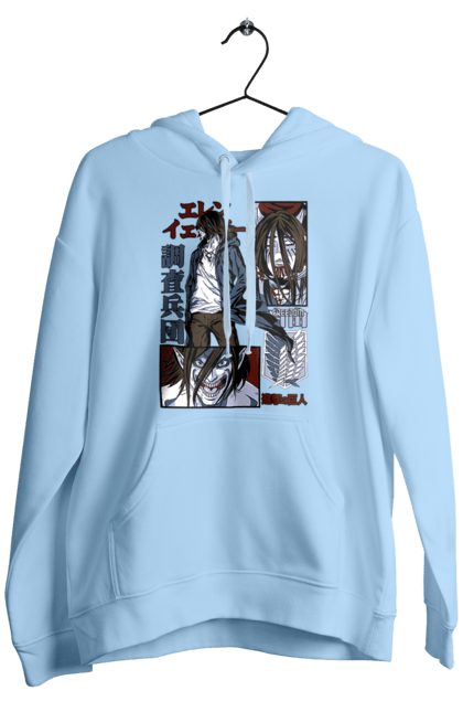 Men's hoodie with prints Attack on Titan Eren. Action film, anime, attack on titan, dark fantasy, drama, eren, eren jaeger, manga, post-apocalyptic. 2070702