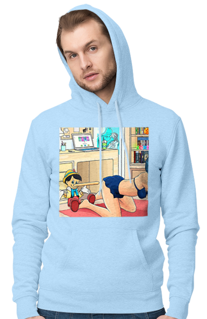 Чоловіче худі з принтом "Буратіно У Дорослій Казці". Бетмен, буратіно, гола, поцілунок, прикол. 2070702