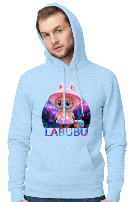 Чоловіче худі з принтом "Лабубу". Брелок лабубу, іграшка лабубу, лабубу, лабубу кока кола, лялька лабубу, мерч лабубу, мила, рожева лабубу, смішна лабубу. 2070702