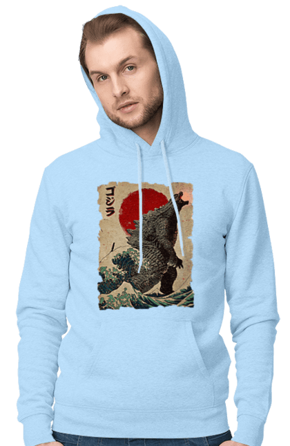 Men's hoodie with prints Godzilla. Dinosaur, godzilla, japan, kaiju, movie, mutant. 2070702