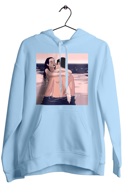 Чоловіче худі з принтом "Парочка Обнімається В Річці". Голо, кохання, пара. 2070702