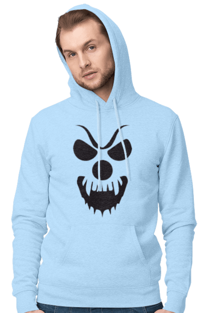 Men's hoodie with prints Halloween pumpkin face. Costume, halloween, holiday, october, october 31, pumpkin, scary, sweets, trick or treat. 2070702