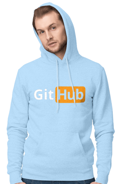 Men`s hoodie with prints Git Hub. Code, developer, git hub, it specialist, java, javascript, php, porn hub, programmer, python. 2070702