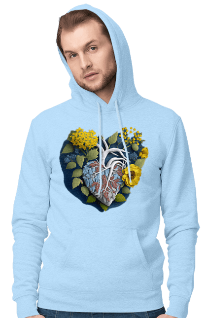 Чоловіче худі з принтом "Серце квіти". Люблю україну, перемога україни, серце, символи україни, соняшник, традиції україни, україна. 2070702