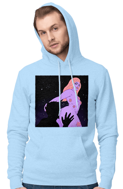 Чоловіче худі з принтом "Фіолетова Дівчина". Дівчина, тіло. 2070702