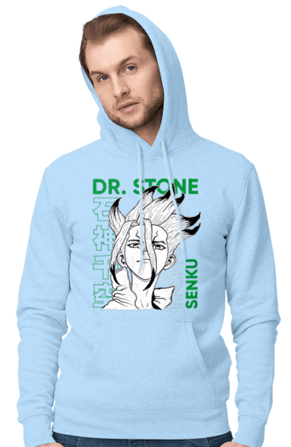 Мужское худи с принтом Dr. Stone Сэнку. Dr. stone, ishigami, senku, senku ishigami, аниме, доктор стоун, исигами, исигами сэнку, манга, сэнку. 2070702