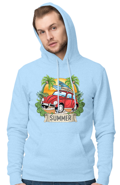 Чоловіче худі з принтом "Літо, Машина І Пальми". Відпочинок, літо, машина, пальми. 2070702