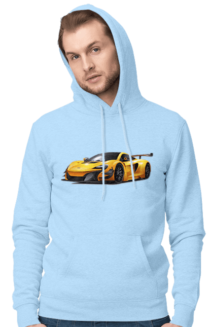 Men`s hoodie with prints Sports car. Car, sport, sports car, yellow car, yellow sports car. 2070702