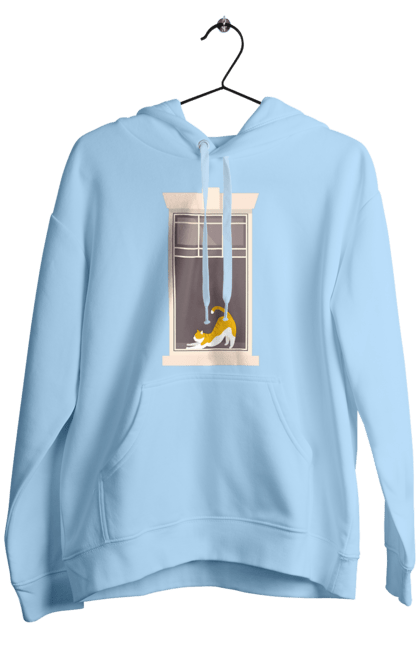 Чоловіче худі з принтом "Кіт В Вікні". Вікно, кіт, потягушки, рудий. 2070702