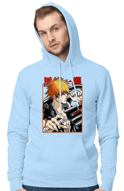 Чоловіче худі з принтом "Бліч Куросакі Ічіґо". Anime, bleach, ichigo kurosaki, manga, аніме, бліч, ічіго, куросакі ічіґо, манга. 2070702