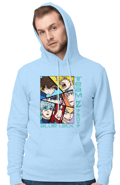 Men's hoodie with prints Blue Lock. Anime, blue lock, blue prison, manga, sport, sports anime. 2070702