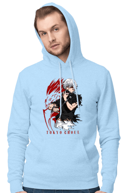 Men's hoodie with prints Tokyo ghoul. Anime, drama, fiction, horror, kaneki ken, manga, tokyo ghoul. 2070702