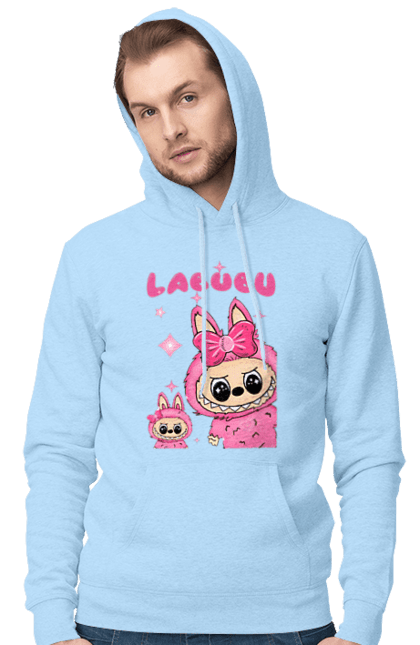 Чоловіче худі з принтом "Лабубу". Іграшка лабубу, лабубу, лабубу кока кола, мерч лабубу, мила, рожева лабубу, смішна лабубу. 2070702
