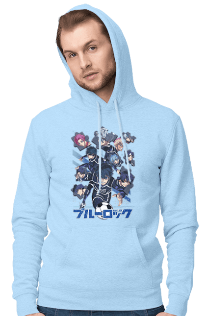 Men's hoodie with prints Blue Lock. Anime, blue lock, blue prison, manga, sport, sports anime. 2070702