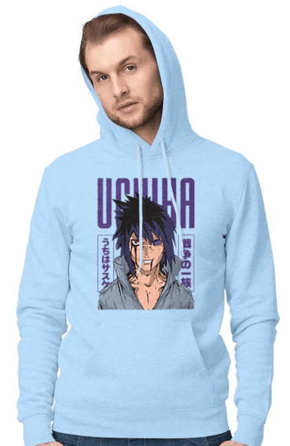 Men's hoodie with prints Naruto Sasuke Uchiha. Anime, manga, naruto, sasuke, sasuke uchiha, team 7, team number 7, uchiha. 2070702