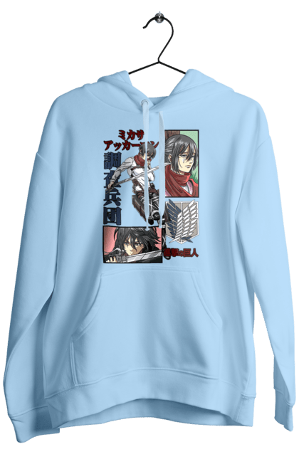 Men's hoodie with prints Attack on Titan Mikasa Ackerman. Action film, anime, attack on titan, manga, mikasa, mikasa ackerman, post-apocalyptic. 2070702