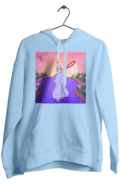Men`s hoodie with prints Purple Girl On The Hunt. Girl, naked, net. 2070702