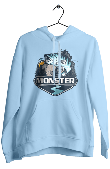 Чоловіче худі з принтом "Рибалка". Монстер, рибак, рибалка, хоббі. 2070702