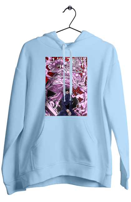 Men's hoodie with prints Jujutsu Kaisen Megumi. Anime, dark fantasy, fushiguro, fushiguro megumi, jujutsu kaisen, magic battle, manga, megumi, mystic. 2070702