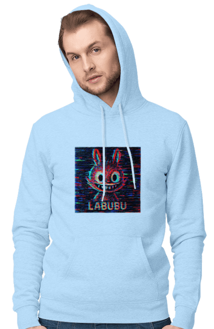 Чоловіче худі з принтом "Лабубу". Crt, rgb, глітч, кіберпанк, лабубу, пікселі, ретро, спотворення, цифрове мистецтво, шум. 2070702