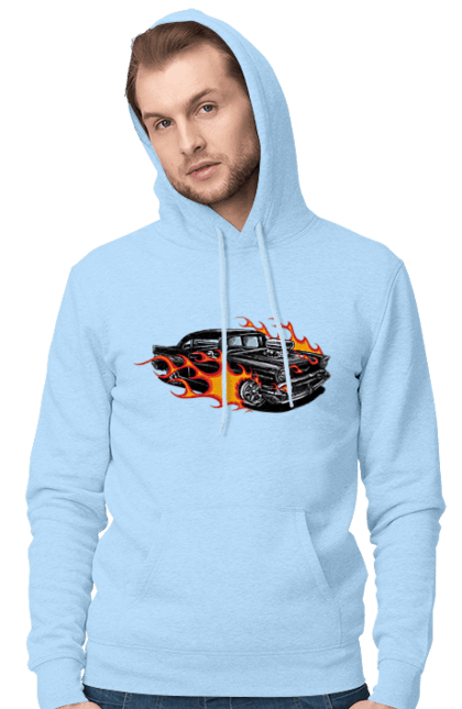 Чоловіче худі з принтом "Машина Вогонь". Автомобіль, вогонь, машина. 2070702