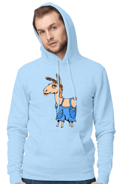 Men`s hoodie with prints Llama Jumpsuit. Lama, overalls. 2070702
