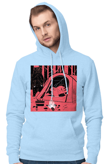 Чоловіче худі з принтом "69 В Палатці". 69, ведмідь, ліс, палатка, секс. 2070702