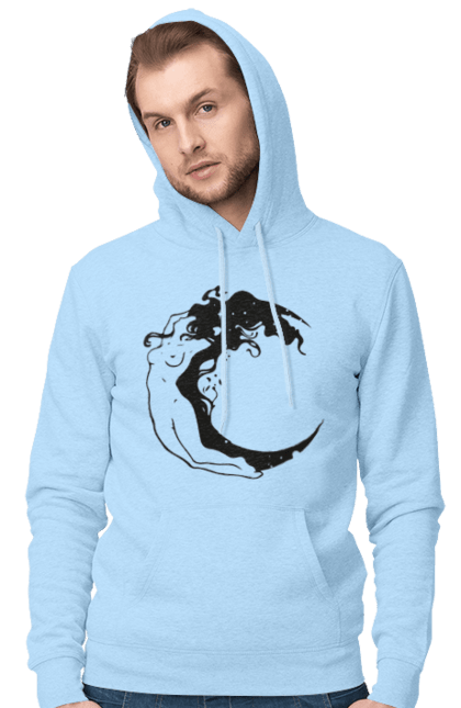 Men`s hoodie with prints Moon girl. Cosmic, girl, moon, space, stars. 2070702