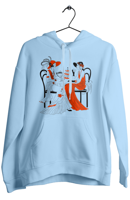 Men`s hoodie with prints Ladies In Red. Get-togethers, ladies, tea drinking. 2070702