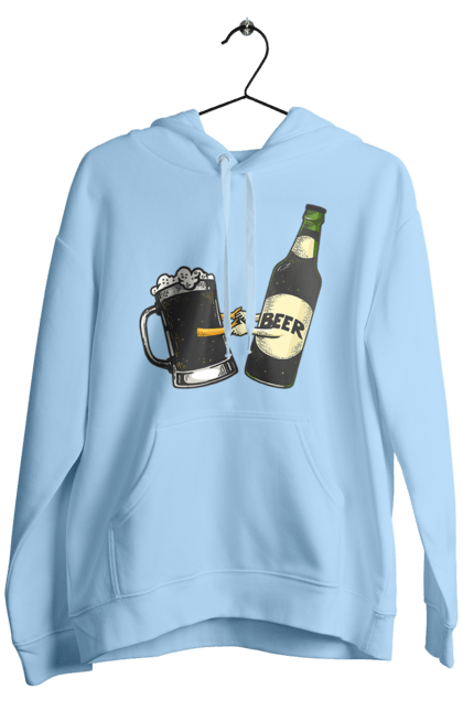 Men`s hoodie with prints Bottle Of Beer With A Glass Of Beer. Beer, bottle, wineglass. 2070702