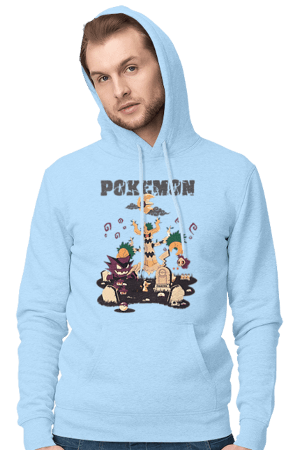 Men's hoodie with prints Pokemon. Anime, fushigibana, games, gengar, nintendo, pokemon, pokemon go. 2070702