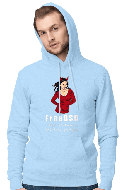 Чоловіче худі з принтом "Freebsd Для Вільних". Bsd, freebsd, unix, адміністратор, айті, айтішник, безкоштовна, безкоштовно, бестія, білий, вільна, демон, демонесса, доступність, незалежність, операційна система, ос, програміст, програмне забезпечення, свобода, сисадмін, система, системний адміністратор, софт, текст, червоний. 2070702