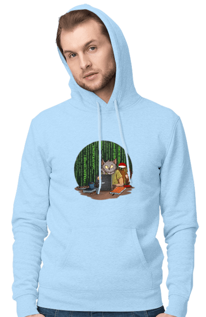 Чоловіче худі з принтом "Кіт програміст". Angular, c, css, html, it, javascript, jquery, php, python, react, svelt, vue, айтишник, айті, гумор, код, кодувати, прогер, програміст, програмісти, ти ж, ти ж програміст, тиж програміст. 2070702