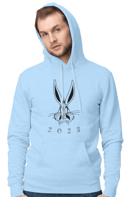 Чоловіче худі з принтом "Кролик 2023". 2023, заєць, зайчик, зима, кролик, новий рік, новорічне. CustomPrint.market