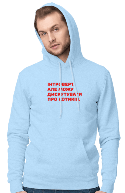 Чоловіче худі з принтом "Интроверт". Интроверт, котики, мем, прикол, юмор. futbolka.stylus.ua
