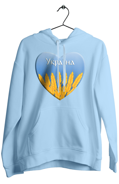 Чоловіче худі з принтом "Серце з колосками Україна". Воля, колоски, небо, перемога, прапор україни, пшениця, серце, символ україни, україна. 2070702