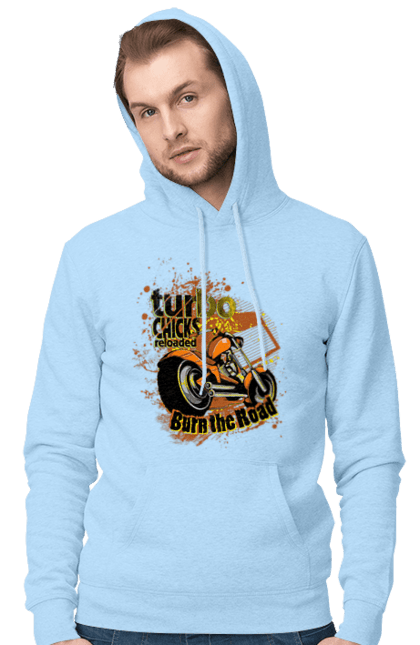 Men`s hoodie with prints Turbo Moped. Moped, riding, speed. 2070702