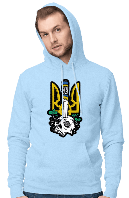 Мужское худи с принтом Герб ВСУ. Всу, герб, кил зе раша, патриотическая, флаг, череп. 2070702