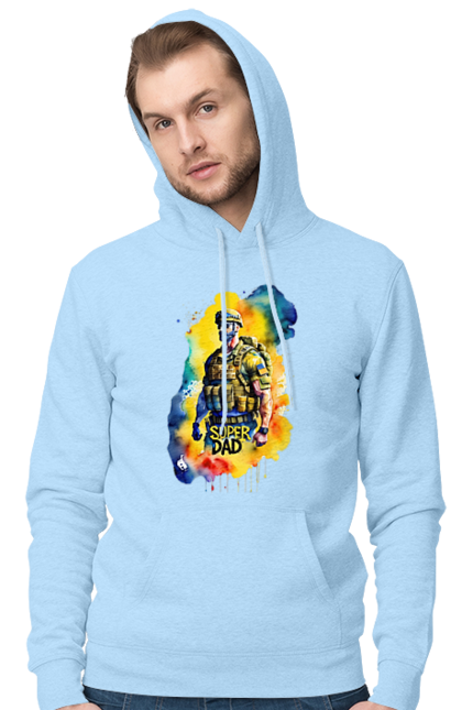 Чоловіче худі з принтом "Супер тато ЗСУ". День батька, день тата, зсу, люблю тата, супер, супер тато, супер тато зсу, тато, тато зсу, україна. 2070702