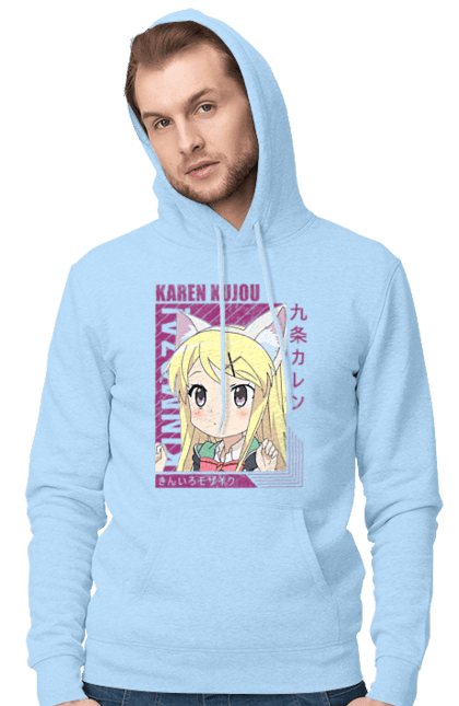 Men's hoodie with prints Kiniro Mosaic Karen Kujo. Anime, gold mosaic, karen, karen kujo, kiniro mosaic, kinmoza, manga. 2070702