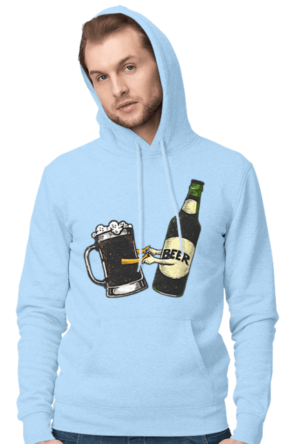 Men`s hoodie with prints Bottle Of Beer With A Glass Of Beer. Beer, bottle, wineglass. 2070702