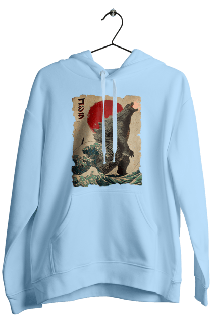 Men's hoodie with prints Godzilla. Dinosaur, godzilla, japan, kaiju, movie, mutant. 2070702