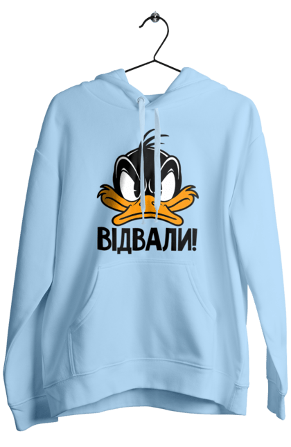 Men`s hoodie with prints Daffy Duck Fuck Off. Daffy duck, disney, duck, duckling, ducks, funny, platypus, ukrainian, yellow duckling. 2070702