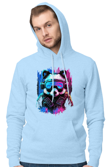 Чоловіче худі з принтом "Панда в VR шолом". Віртуальна реальність, гік, панда, персонаж, шолом. 2070702