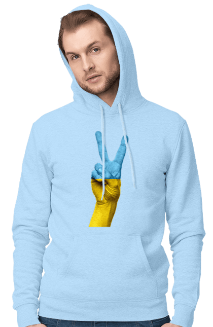 Чоловіче худі з принтом "Два Пальця, Світ, Україна". Мир, рука, україна. 2070702