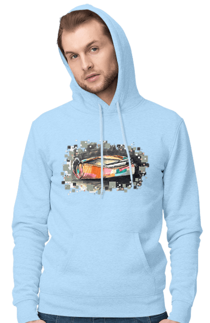 Men`s hoodie with prints Pencil case Author's drawing. Exclusive, free hand, pen, pencil, pencil case, picture, school, stationery. 2070702