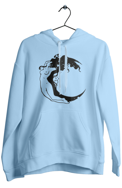 Men`s hoodie with prints Moon girl. Cosmic, girl, moon, space, stars. 2070702