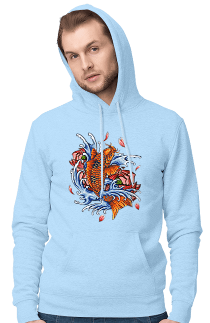 Чоловіче худі з принтом "Риба і хвилі". Ryba, квітка, хвиля. 2070702