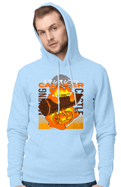 Men's hoodie with prints Howl's Moving Castle Calcifer. Calcifer, demon, fire, heart, moving castle. 2070702